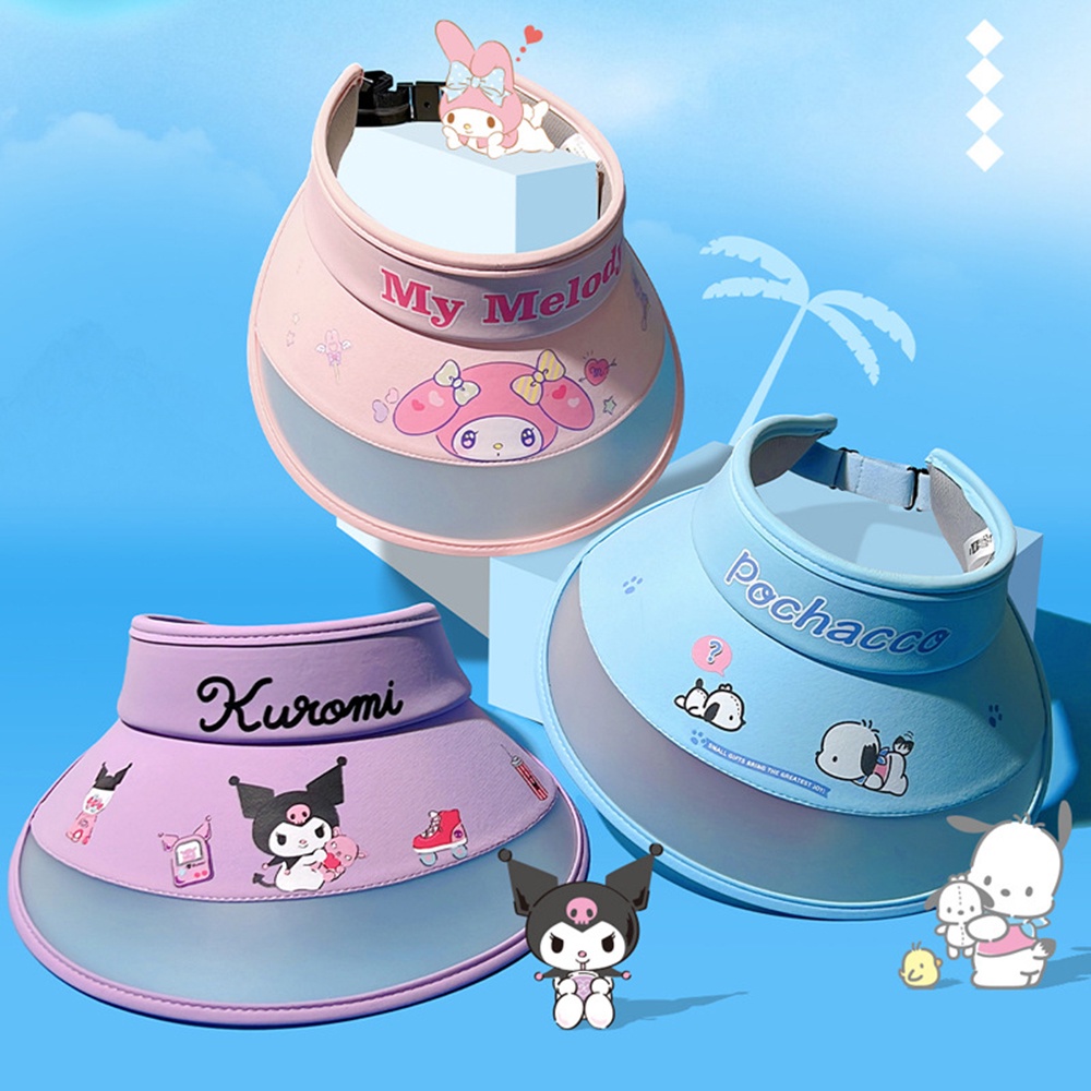 SANRIO Mũ Lưỡi Trai Nửa Đầu Chống Nắng Họa Tiết Hello Kitty Thời Trang Mùa Hè Cho Bé