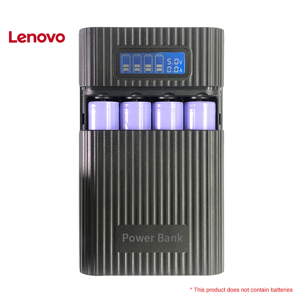 Hộp Sạc Dự Phòng LENOVO-4-Slot 18650 DIY Có Đèn LED Hiển Thị Màn Hình LCD