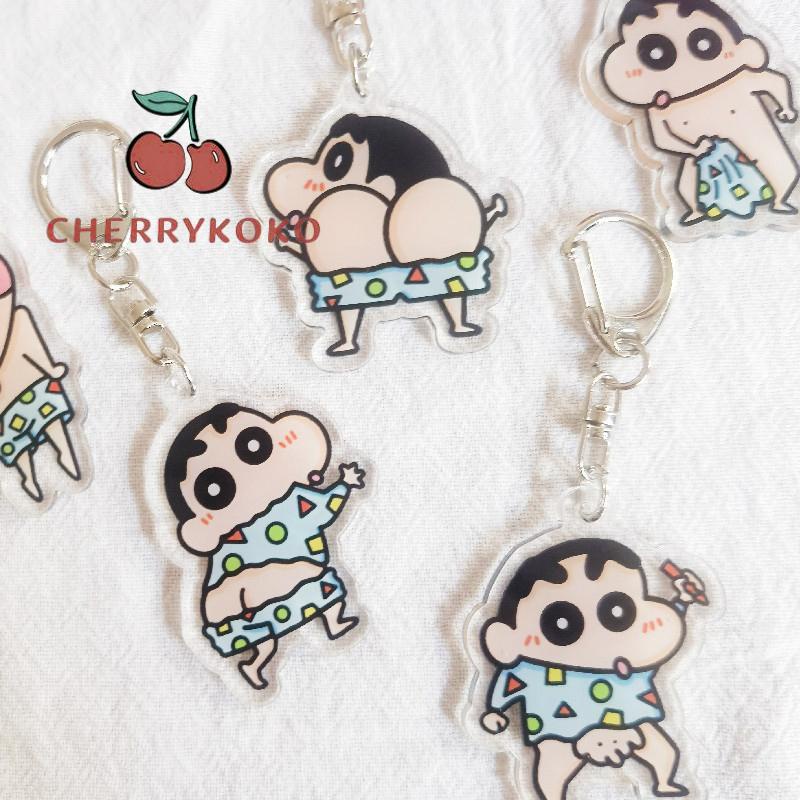 🍒🍒CHERRYKOKO Móc Khóa Hình Cậu Bé Bút Chì Shin-chan Bằng Acrylic Trong Suốt Dễ Thương