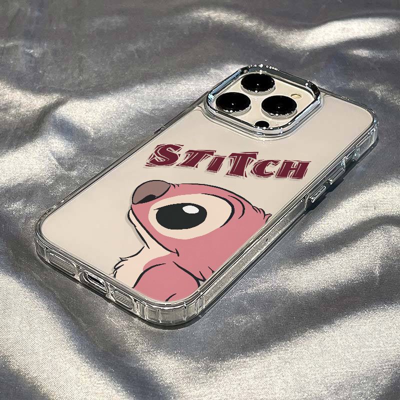 ✅Ốp Điện Thoại Dẻo Màu Hồng Họa Tiết Hoạt Hình Stitch Dễ Thương Chống Sốc Cho Iphone128ins plus 711 max1314pro AAO3