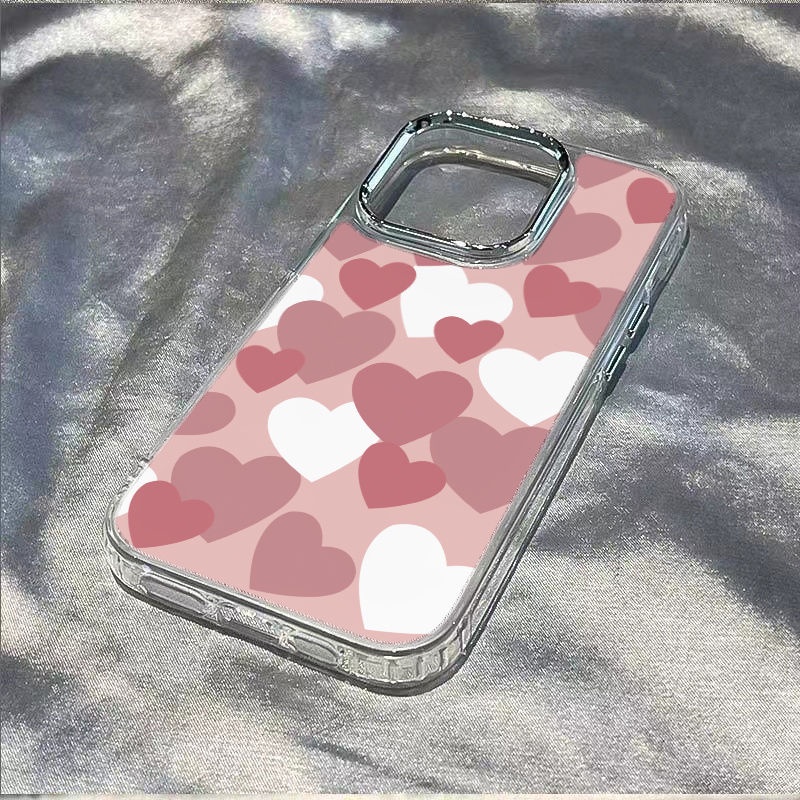 ✅Ốp Điện Thoại Dẻo Họa Tiết Trái Tim Màu Hồng / Trắng Thời Trang Chống Sốc Cho iPhone1278 0GSA 11 13Plus14Promax