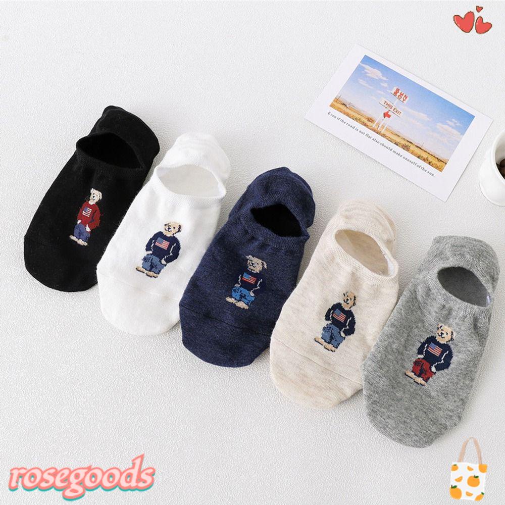 Bộ 5 Đôi Vớ Thuyền Miệng Nông Chống Khử Trùng In Hoạt Hình Thời Trang Xuân Hè