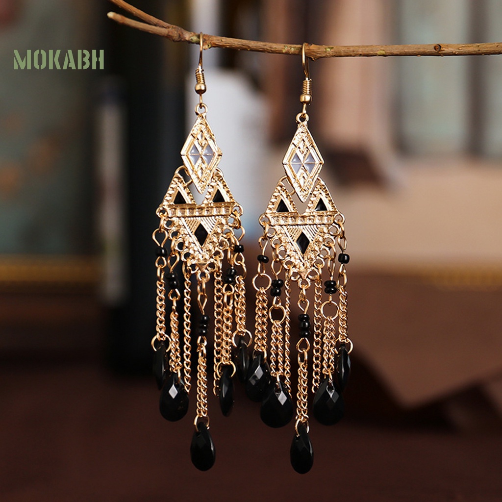 1 Cặp Bông Tai Dáng Dài Đính Pha Lê Lấp Lánh Thời Trang Cho Nữ