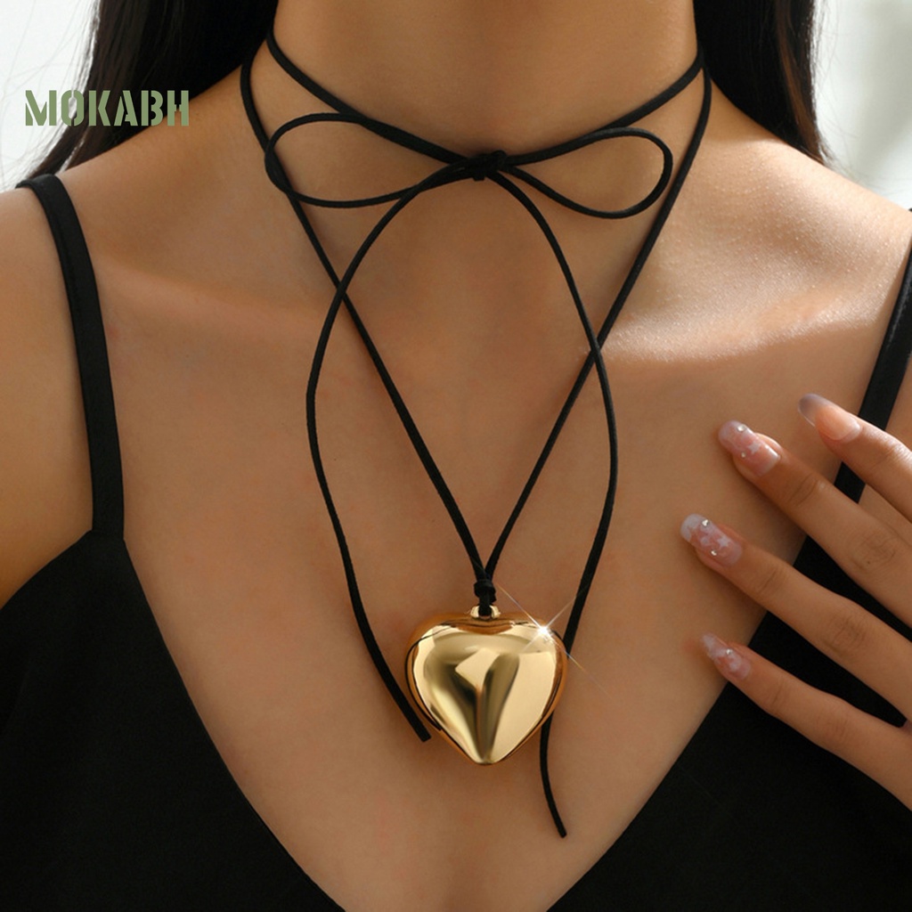 Vòng cổ Hình Trái Tim Cỡ Lớn Màu Vàng / Bạc Sang Trọng Thời Trang Cho Nữ