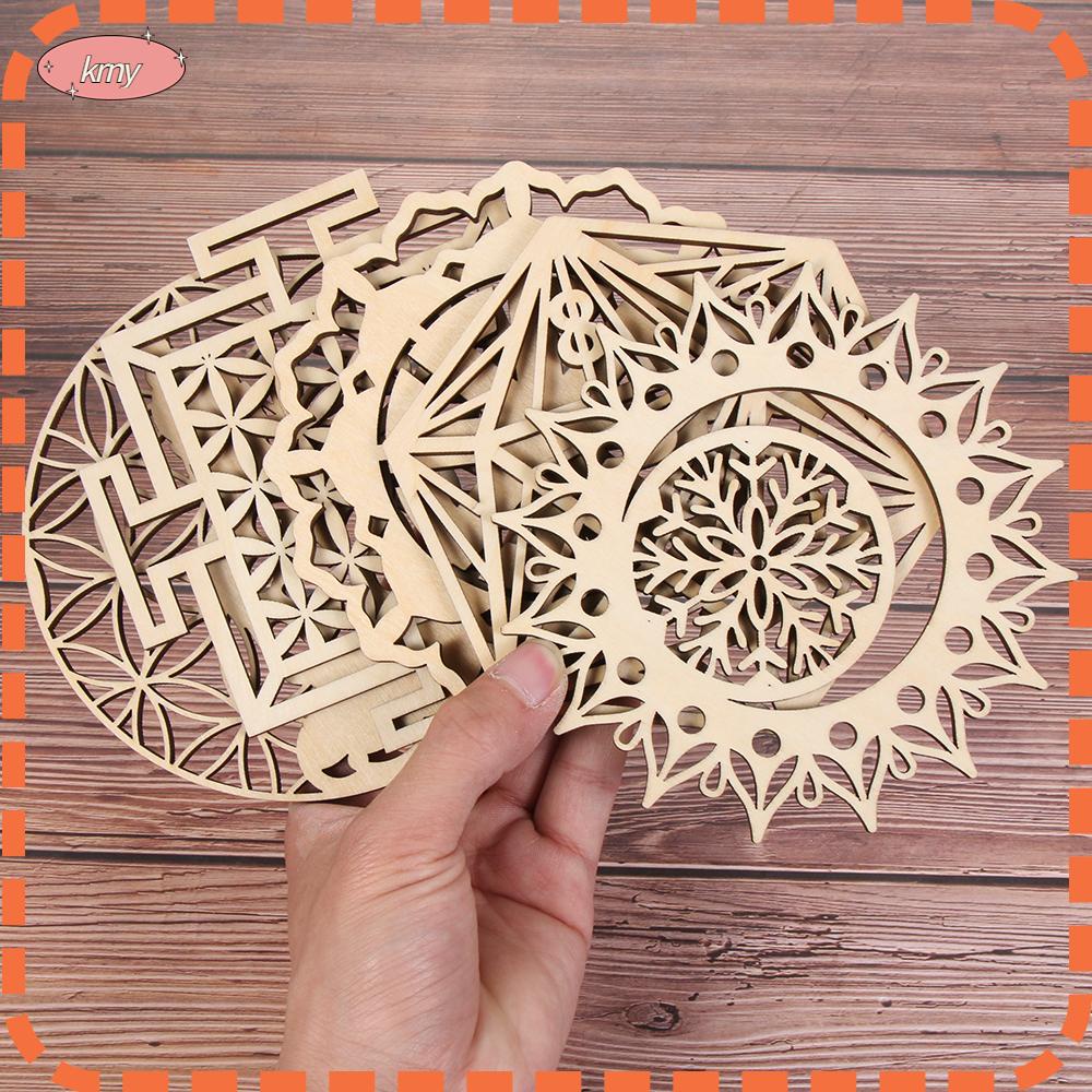 Krny Flower Of Life Thảm Gỗ Họa Tiết Hình Học Cắt Laser Nghệ Thuật Trang Trí Tường Nhà Làm Thủ Công