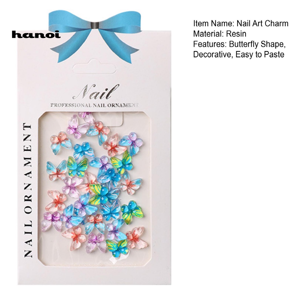 1 Túi Phụ Kiện Trang Trí Móng Tay Hình Bướm Nhiều Màu Sắc Dễ Thương Dành Cho Nữ