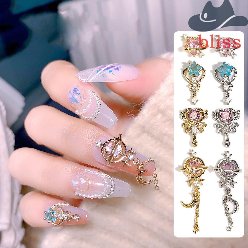 Phụ Kiện Trang Trí Móng Nghệ Thuật Hình Mặt Trăng Và Cô Gái Bằng Hợp Kim