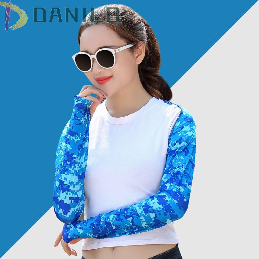 Ống Tay Dài Bằng Lụa Chống Tia UV Họa Tiết Rằn Ri Cho Nam