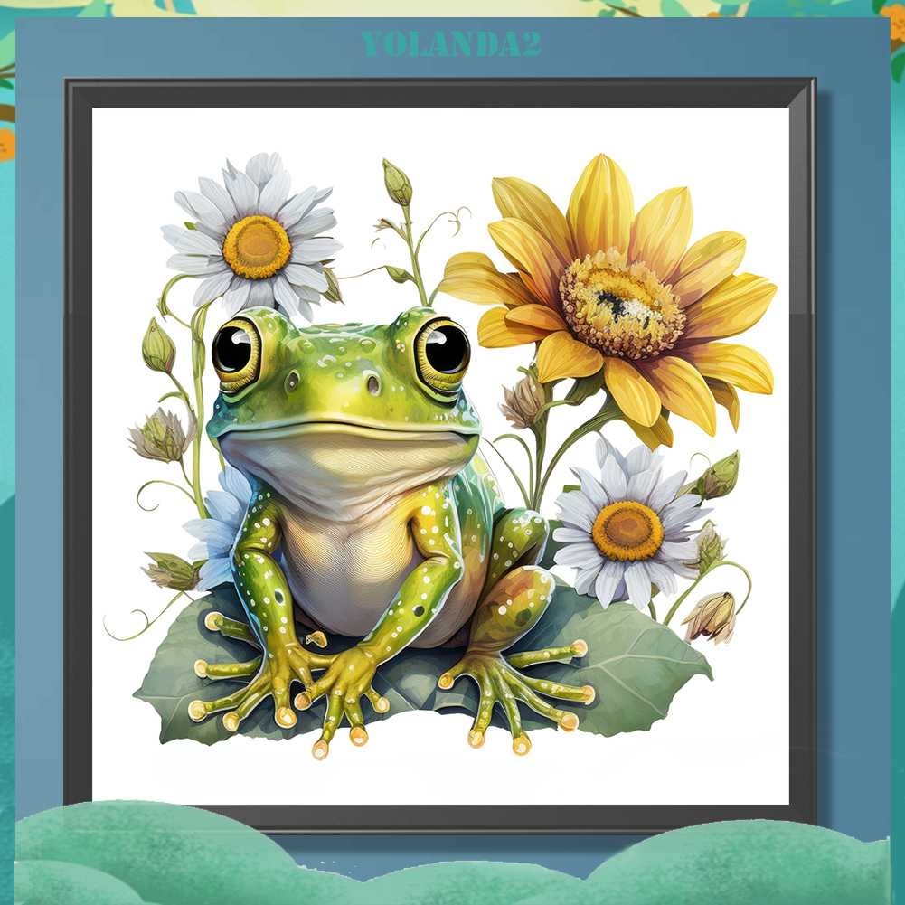 Tranh Đính Đá Kim Cương Toàn Bộ 5D DIY Hình Vẽ Hoa Hướng Dương / Ếch