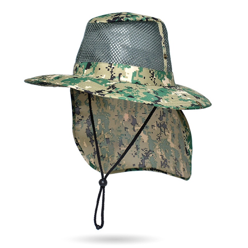 Ygt Mũ Lưới Rộng Vành Chống Nắng Tia UV Họa Tiết Rằn Ri Dùng Khi Đi Câu Cá / Cắm Trại