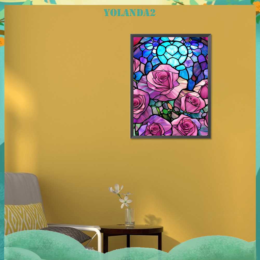 Tranh Đính Đá Kim Cương Toàn Bộ 5D DIY Hình Vẽ Hoa Hồng Trang Trí Nhà Cửa
