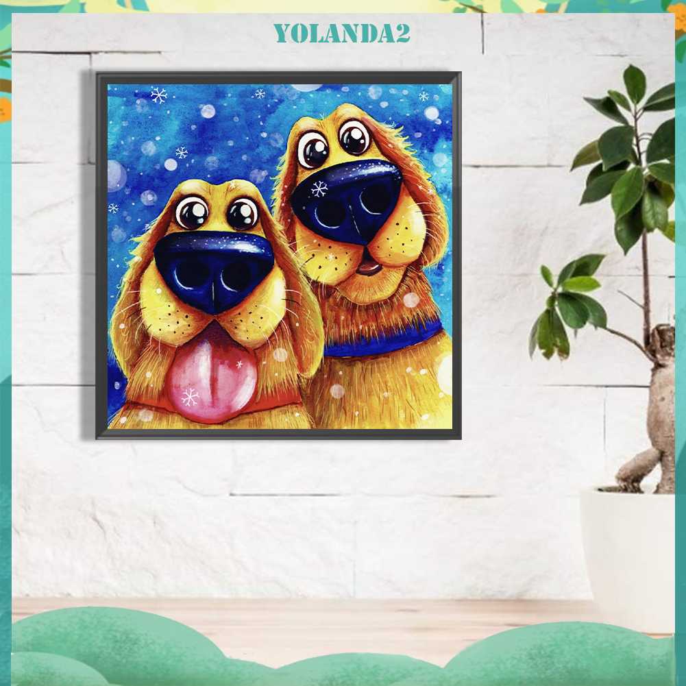 Tranh Đính Đá Kim Cương Toàn Bộ 5D DIY Hình Vẽ Chó Trang Trí Nhà Cửa