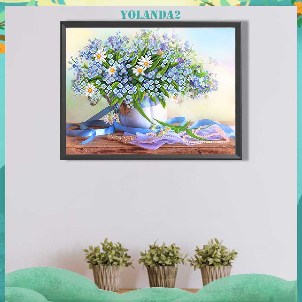 Tranh Đính Đá Kim Cương Toàn Bộ 5D DIY Hình Vẽ Hoa Trang Trí Nhà Cửa