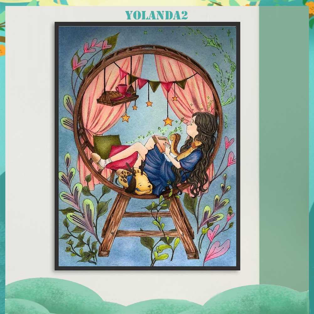 Tranh Đính Đá Kim Cương Toàn Bộ 5D DIY Hình Vẽ Cô Gái Trang Trí Nhà Cửa