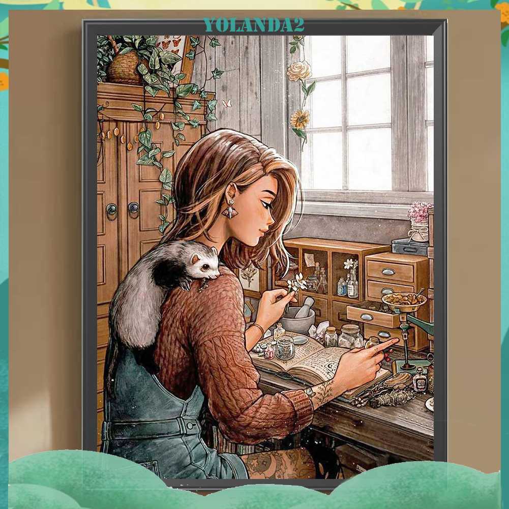 Tranh Đính Đá Kim Cương Toàn Bộ 5D DIY Hình Vẽ Cô Gái Trang Trí Nhà Cửa