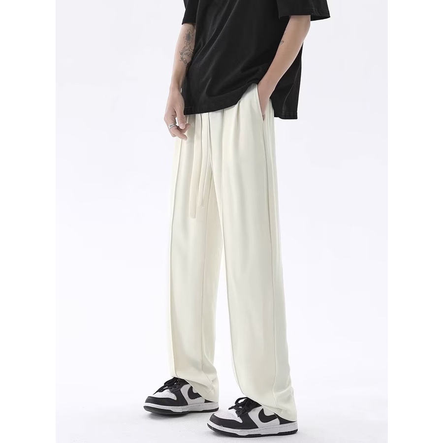 Quần Dài Vải Lụa Lạnh Mỏng Dáng Rộng Kiểu Đường Phố Thời Trang Mùa Hè Cho Nam