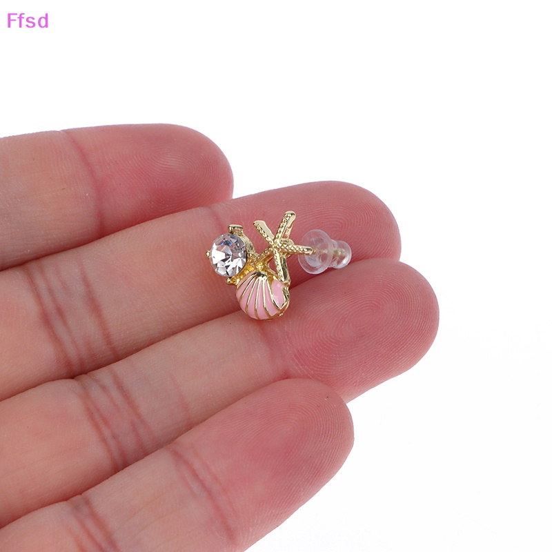 {Ffsd} 1 Đôi Bông Tai Hợp Kim Đơn Giản Hình Sao Biển Đính Ngọc Trai Zircon * Hàng Bán Chạy