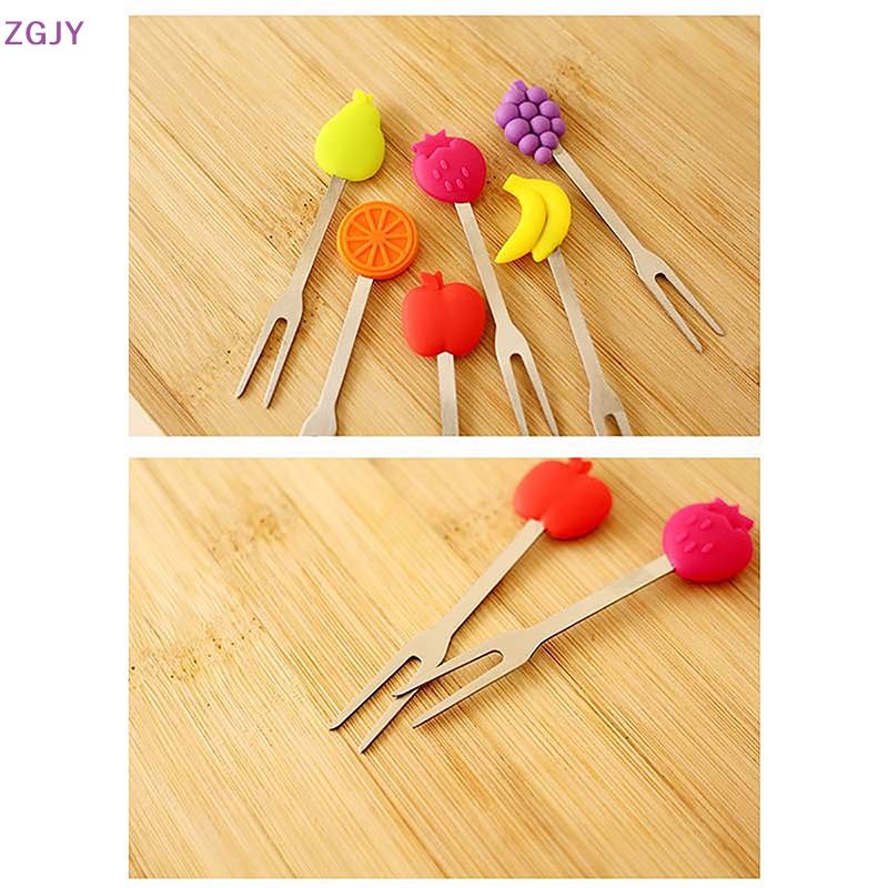 Nĩa Ăn Trái Cây Mini Bằng Thép Không Gỉ Và Silicon Mới