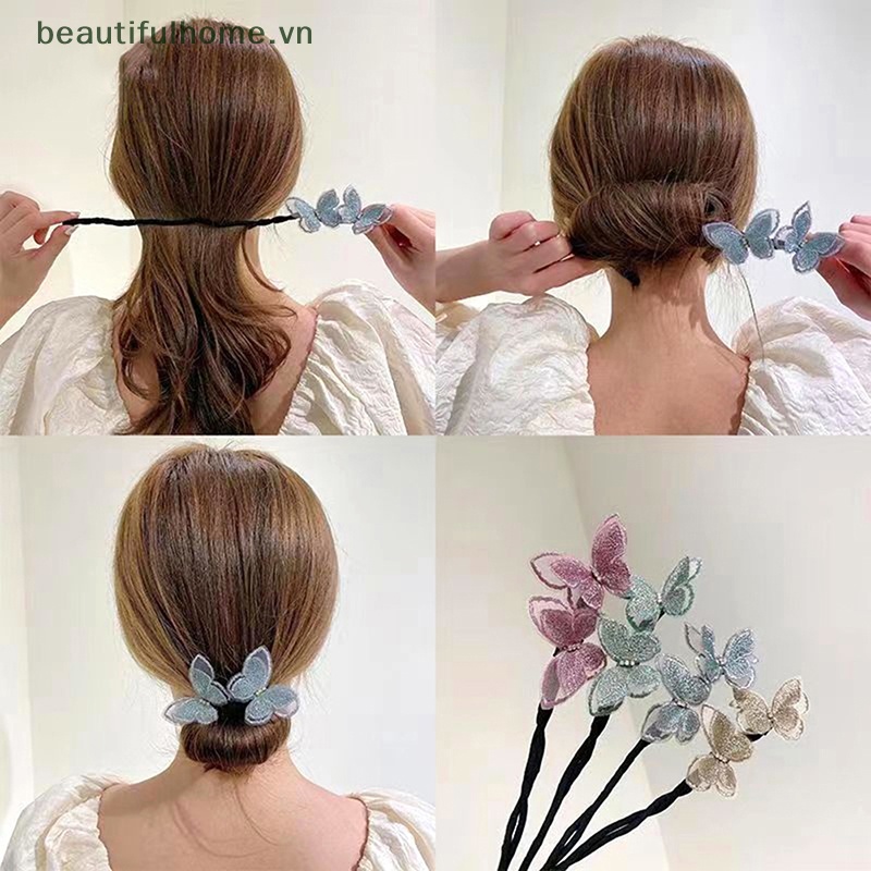 Băng Đô Bện Tóc Hình Bướm DIY Ngọt Ngào Cho Nữ