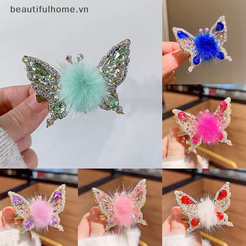 Kẹp Tóc Hình Bướm Đính Đá 3D Thanh Lịch Cho Nữ