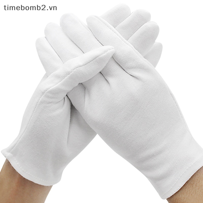 1 Đôi Găng Tay Cotton Màu Trắng Thấm Hút Mồ Hôi Dành Cho Nam Nữ
