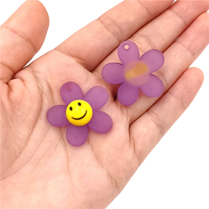 Set 5 Mặt Vòng cổ / Bông Tai Hình Hoa Hướng Dương Bằng Acrylic