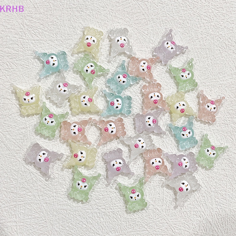 Set 10 Phụ Kiện Trang Trí Móng Tay Nghệ Thuật 3D Phát Sáng Trong Suốt Hình Hoạt Họa Mới