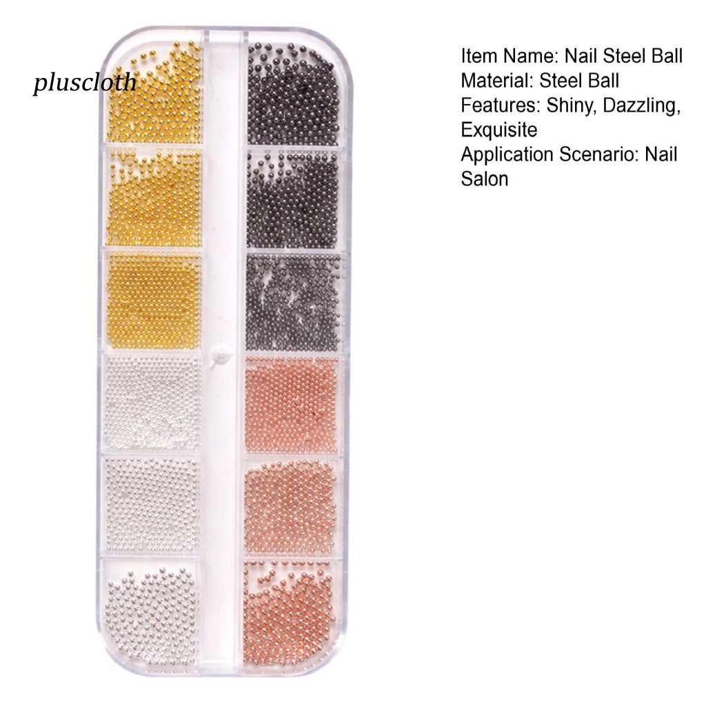 1 Hộp Hạt Thép 12 Kích Cỡ Trang Trí Móng Tay Nghệ Thuật
