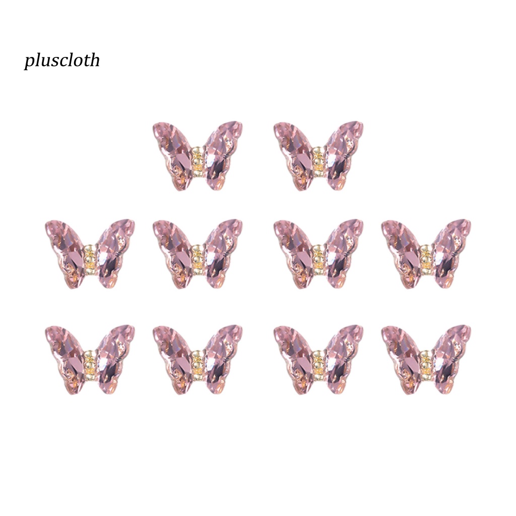 Set 10 Phụ Kiện Trang Trí Móng Tay Nghệ Thuật Hình Bướm Ba Chiều Không Phai