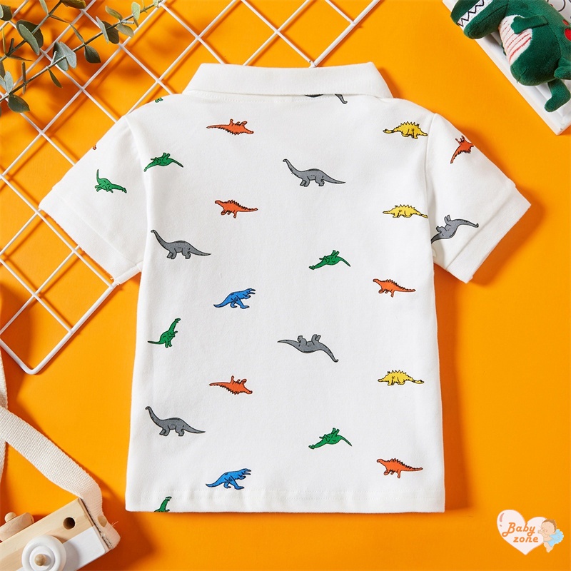 Áo polo Tay Ngắn In Họa Tiết Khủng Long Hoạt Hình Thời Trang Mùa Hè Cho Bé Trai Từ 2-7 Tuổi