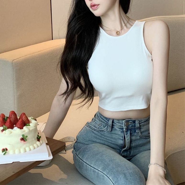 Milyfashion Áo Ngắn Hai Dây Dáng Ôm Ngắn Hở Lưng Có Đệm Ngực Phong Cách Mới Mùa Hè Cho Nữ