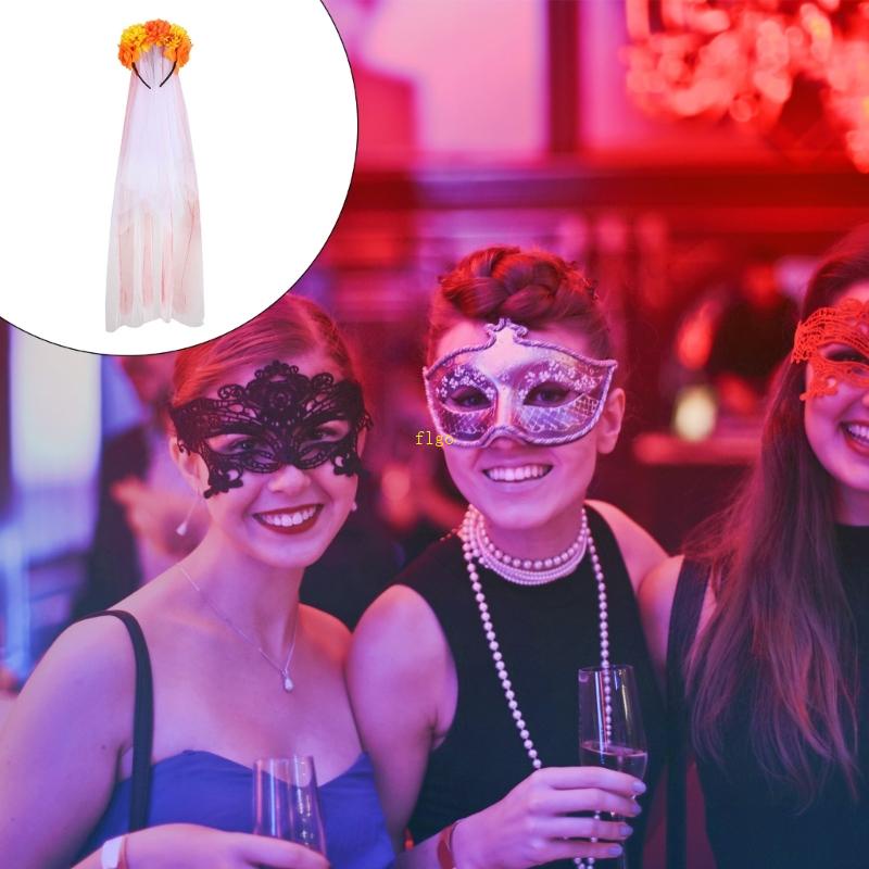 Flgo Băng Đô Cài Tóc Hình Vương Miện Màu Đen Phong Cách Gothic Hóa Trang Ngày Halloween