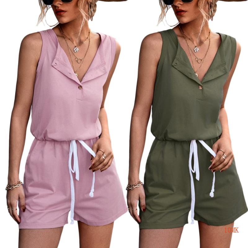 Áo Liền Thân Sát Nách Cổ Chữ V Lưng Cao Co Giãn Màu Trơn Thắt Nơ Thời Trang