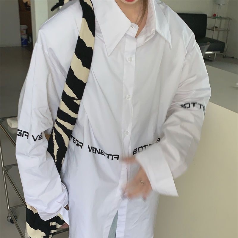 Áo Sơ Mi Trắng In Chữ Thời Trang Hàn Quốc Mới Cho Nữ