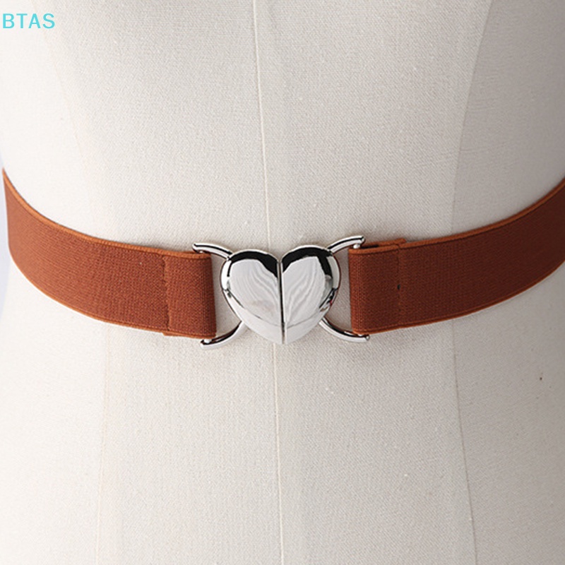 Thắt Lưng Co Giãn Khóa Kim Loại Hình Trái Tim Thời Trang