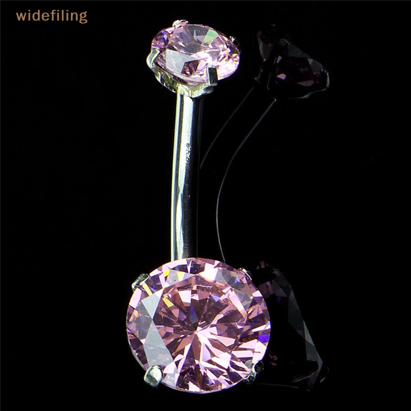 Khuyên Rốn Thép Bản Rộng Đính Đá Pha Lê Đẹp Mắt