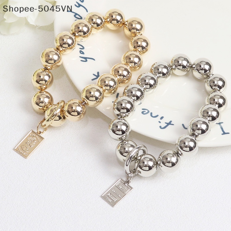 Phụ Kiện Chuỗi Hạt Tròn Màu Bạc Đeo Cổ Tay / Móc Khóa Xe Hơi Thời Trang