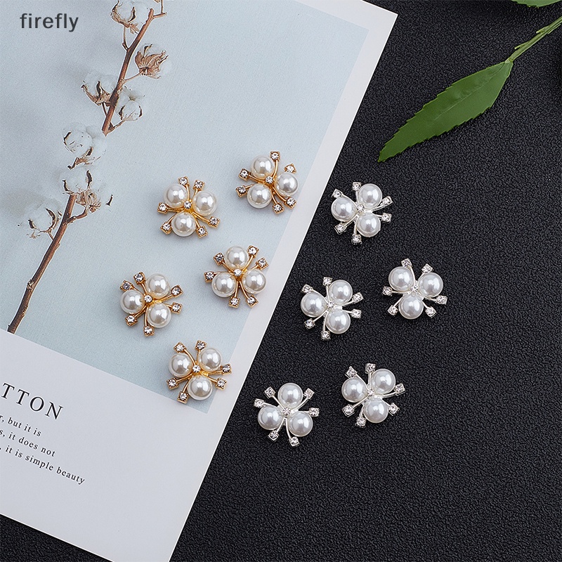 Bộ 10 Nút Ngọc Trai Hình Bông Hoa Dùng Trang Trí Tiệc Cưới DIY