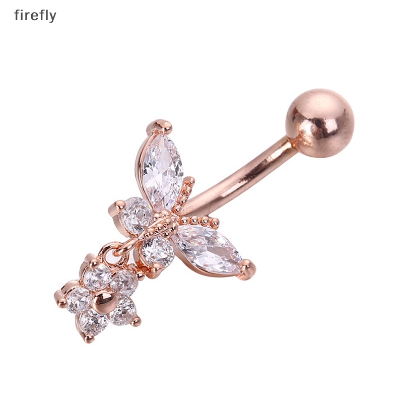 Khuyên Rốn Hình Bướm Bằng Thép Không Gỉ Đính Đá Zircon