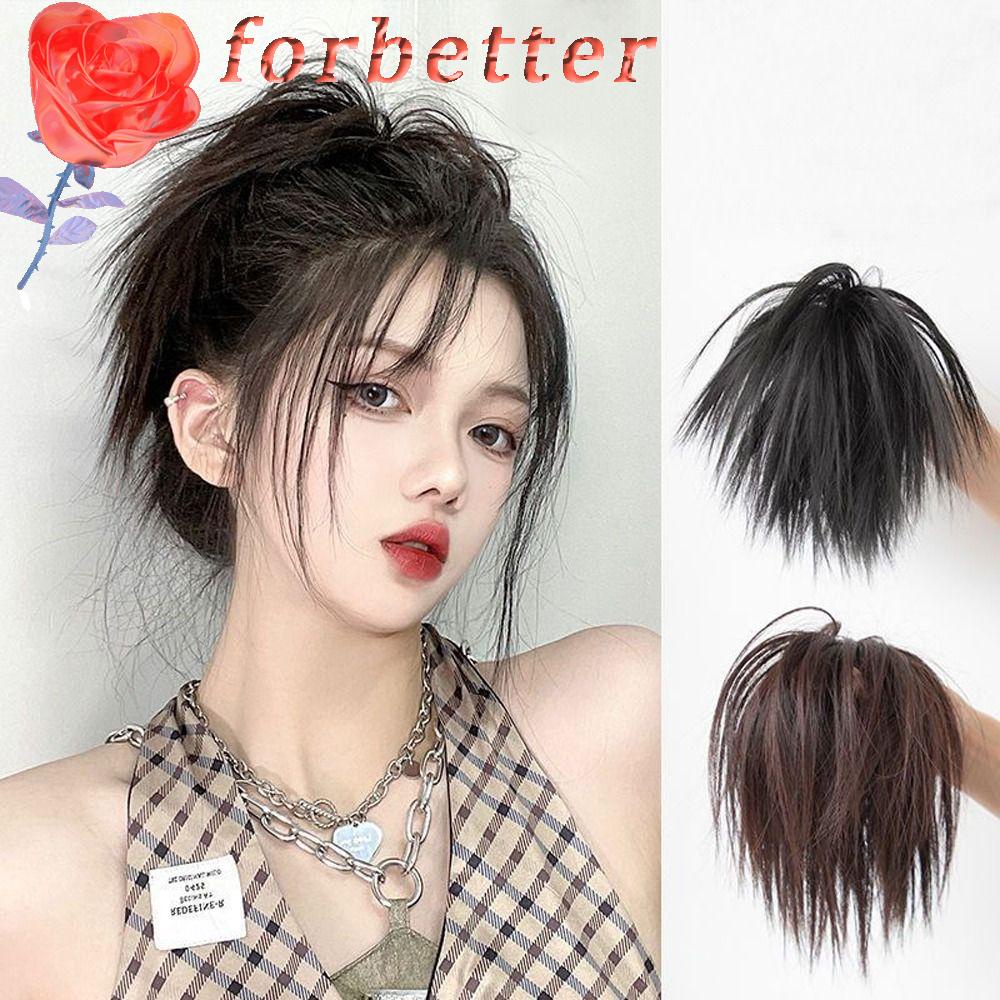 Tóc Giả Thẳng Kiểu Tổ Gà Màu Nâu Bằng Sợi Chịu Nhiệt Dành Cho Nữ