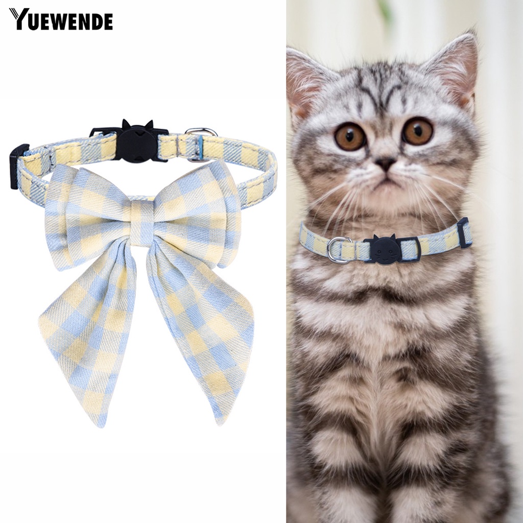 Vòng Cổ Thắt Nơ Họa Tiết Sọc Caro Xinh Xắn Cho Thú Cưng