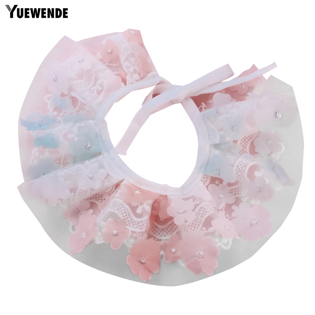 Yq.e Khăn Quàng Cổ Lưới Viền Ren Hoa Màu Tương Phản Thoáng Khí Chống Thất Lạc Trang Trí Vòng Cổ Đi Bộ Hàng Ngày Cho Cún Cưng