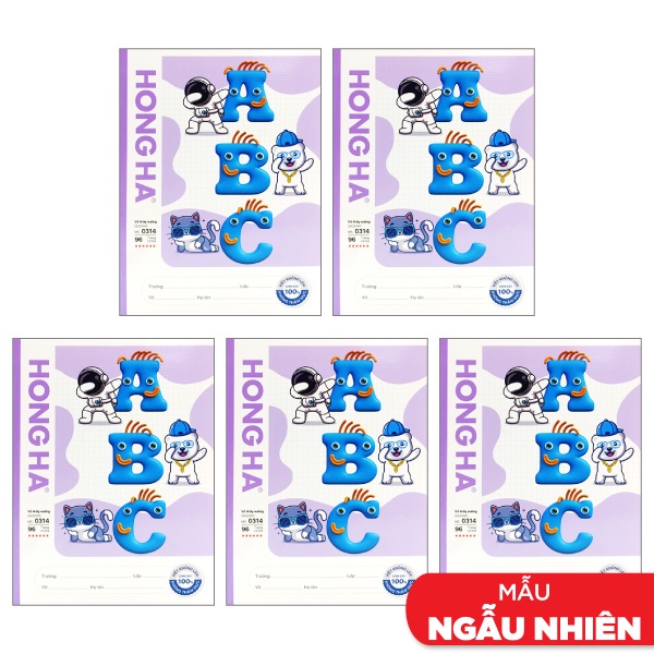 Combo 5 Tập Học Sinh Class ABC 4 Ô Ly Vuông 96 Trang 100gsm - Hồng Hà 0314