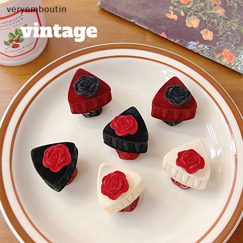 Kẹp Tóc Hình Tai Mèo Hai Mặt Màu Trơn Phong Cách Retro