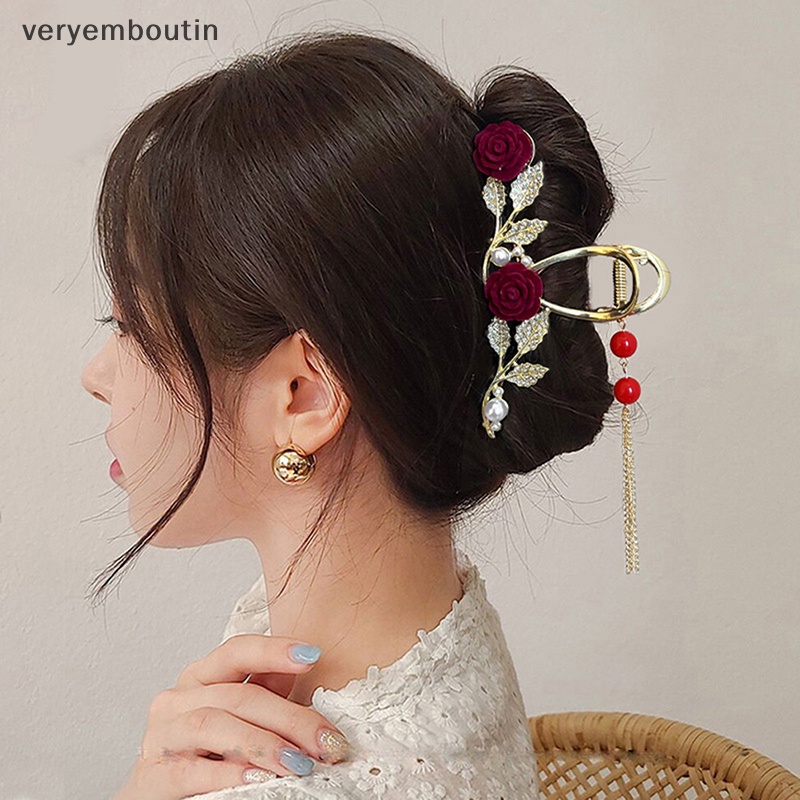 Kẹp Tóc Đính Đá Hình Hoa Hồng Thời Trang Cho Nữ