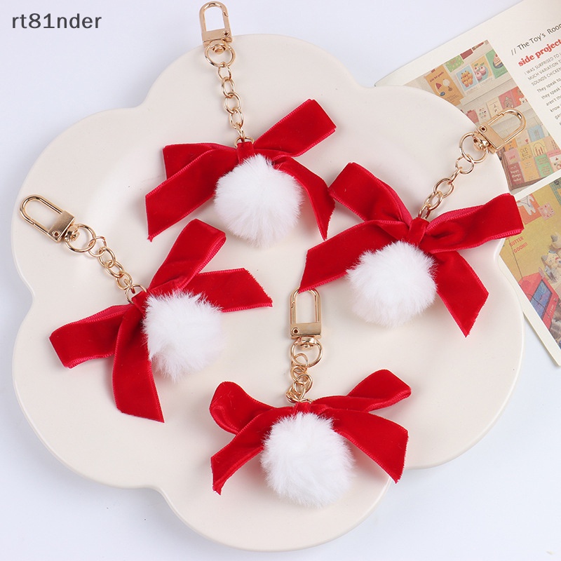 Rt Móc Khóa Gắn Nơ Vải Nhung Đỏ Phối Bóng Lông Dễ Thương Cho Bạn Gái n