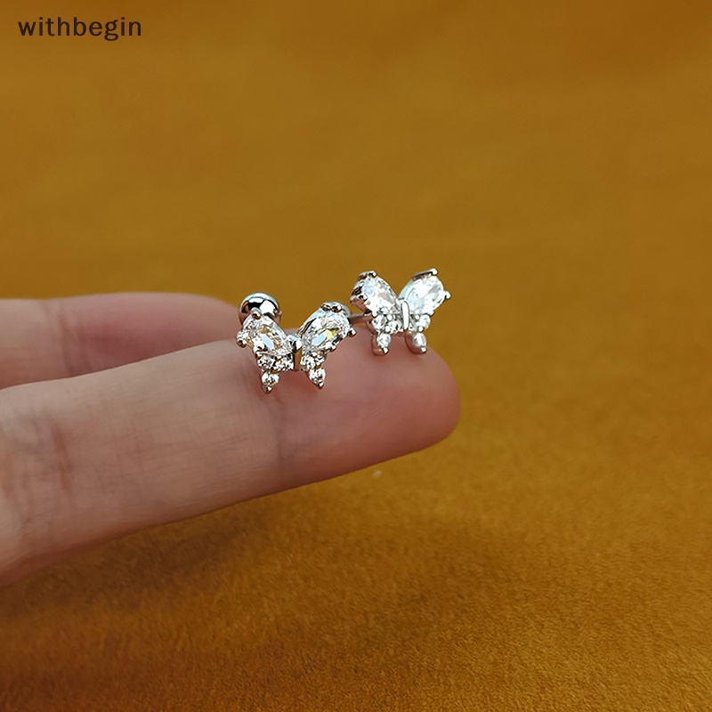 1 Đôi Khuyên Tai Dạng Xoắn Ốc Hình Bướm Đính Đá Zircon Cho Nữ