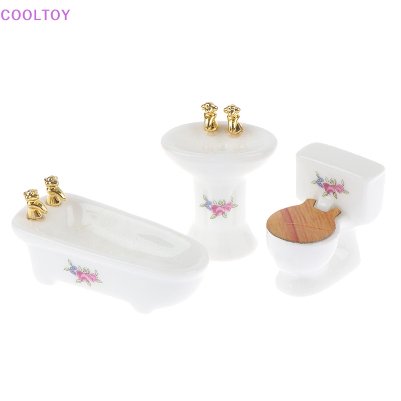 Bộ 3 Mô Hình Bồn Tắm Bằng Sứ Tỉ Lệ 1: 24 Dùng Trang Trí Nhà Búp Bê