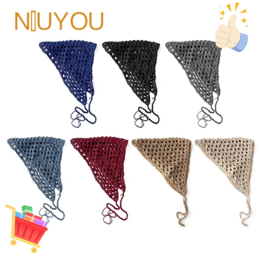 Khăn Choàng Cổ Bandana Hình Tam Giác Đan Móc Phối Ren Lãng Mạn Cho Nữ