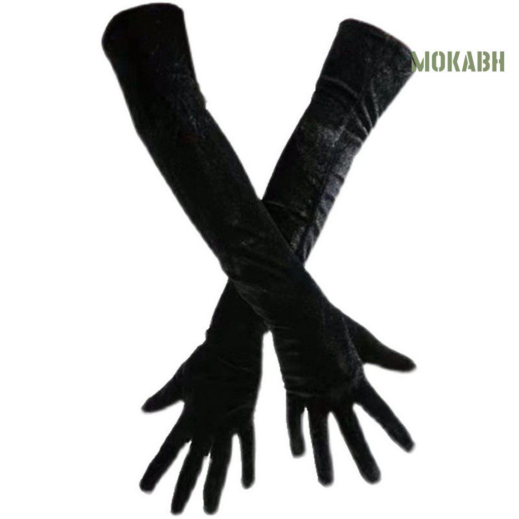 1 Đôi Găng Tay Ren / Ngọc Trai / Ruy Băng Mỏng Co Giãn Màu Trơn Thời Trang Dành Cho Nữ